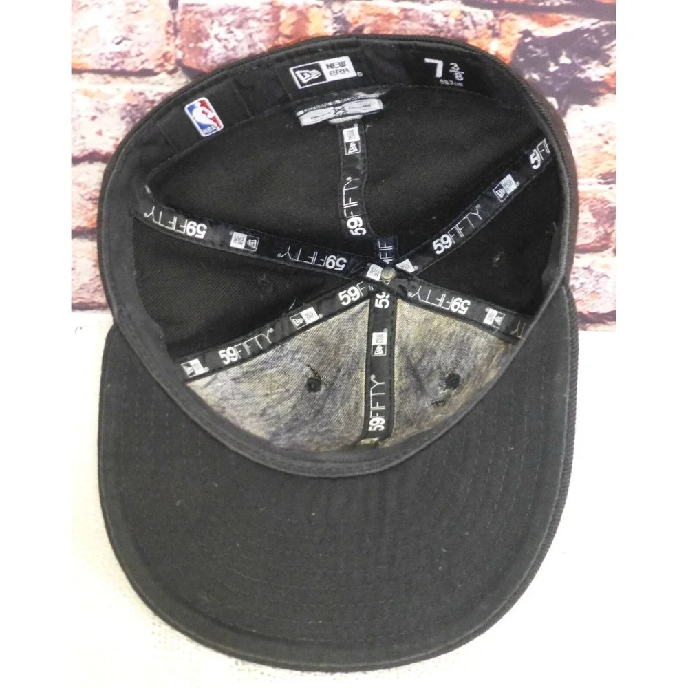 Atlanta Hawks 3 Way Basketball Club New Era 59FIFTY Black Fitted Hat 7 3/8 Size